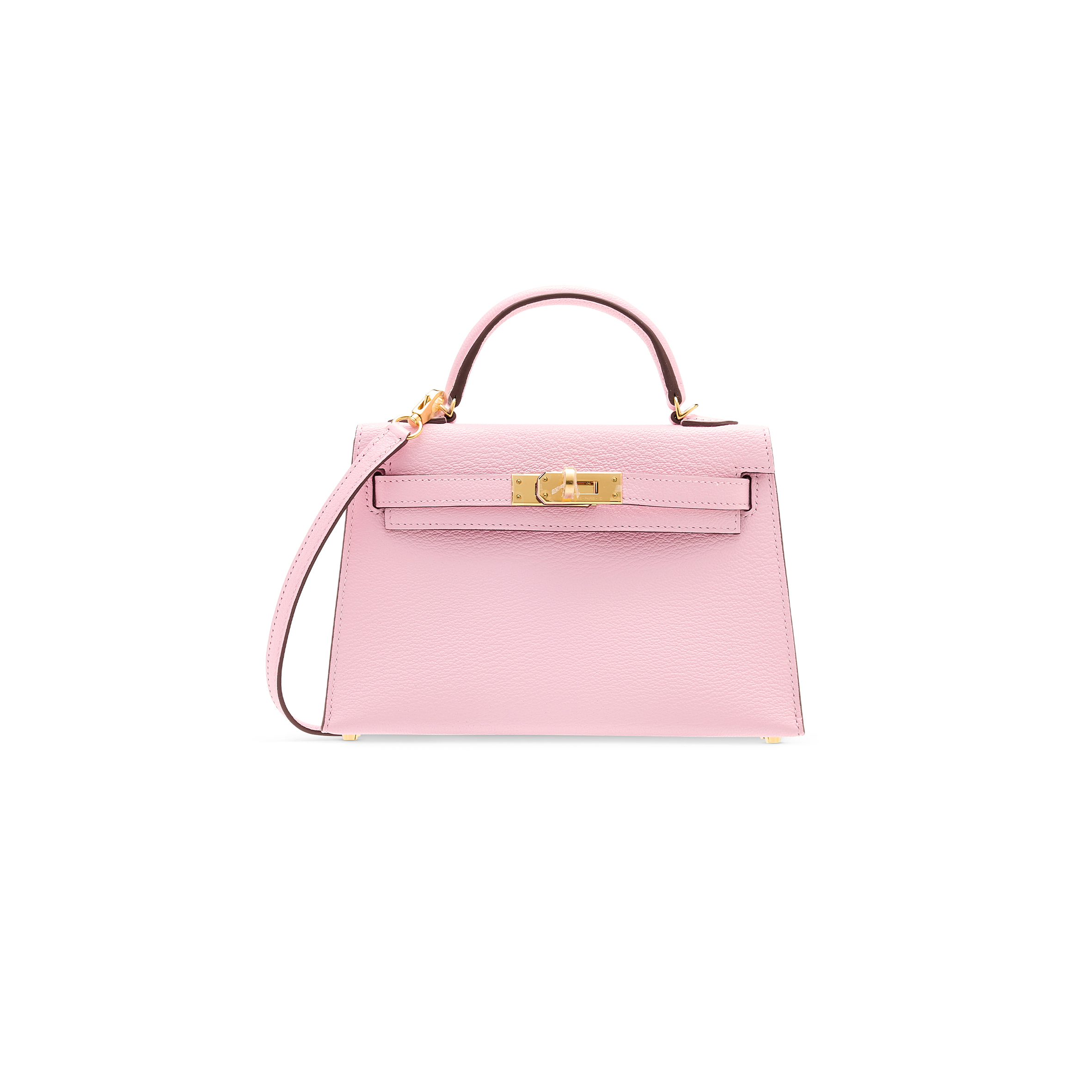 HERMÈS MASTER MINI KELLY II SELLIER 20 3Q ROSE SAKURA CHÈVRE PALLADIUM HARDWARE(19*12*5.5cm)